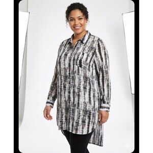 NWT  Tess Hollyday Longline Tunic Shirt Open Back High Low Classic Sz Plus 2x